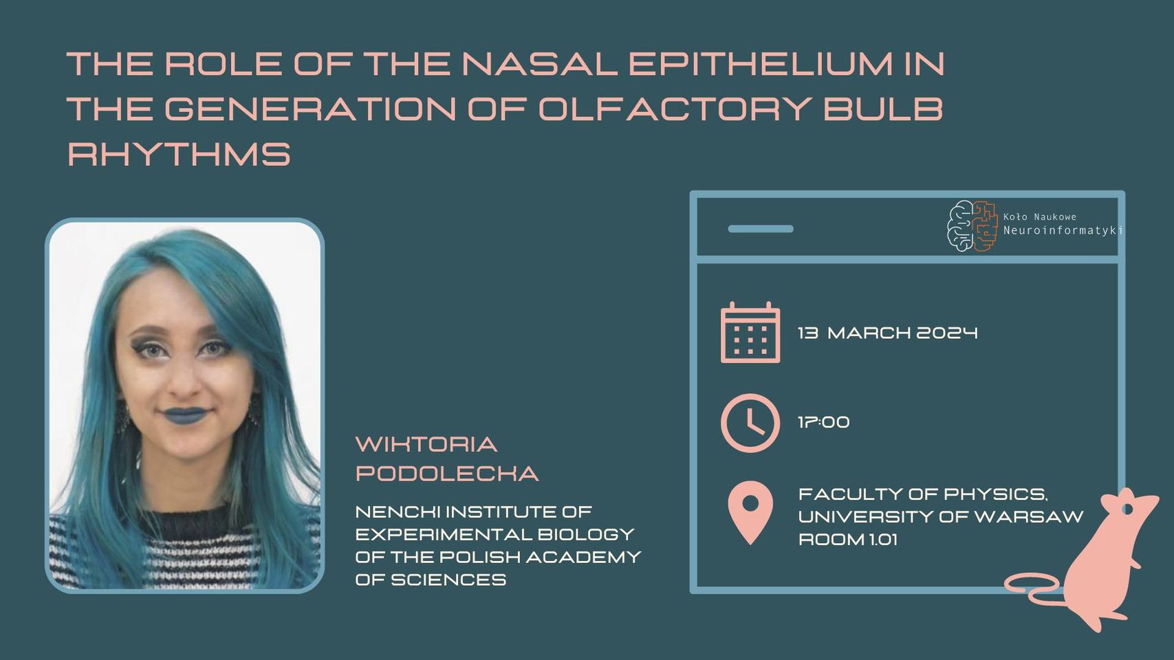 The role of the nasal epithelium in the generation of olfactory bulb rhythms – wykład Wiktorii Podoleckiej